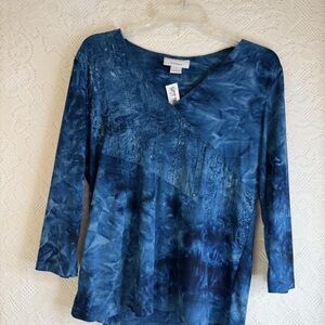 Dressbarn Deep Blue Tie-Dye Blouse